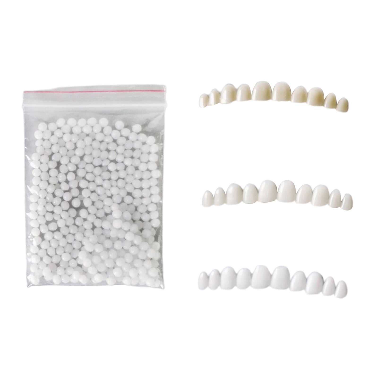 3pcs Soft Moldable Reusable Teeth Veneers with Fitting Beads for Men Women Temporary Teeth Confidence 