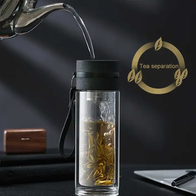 550ml Single-Walled Glass Water Tea Travel Flat Flask Bottle - Eco Drinkware