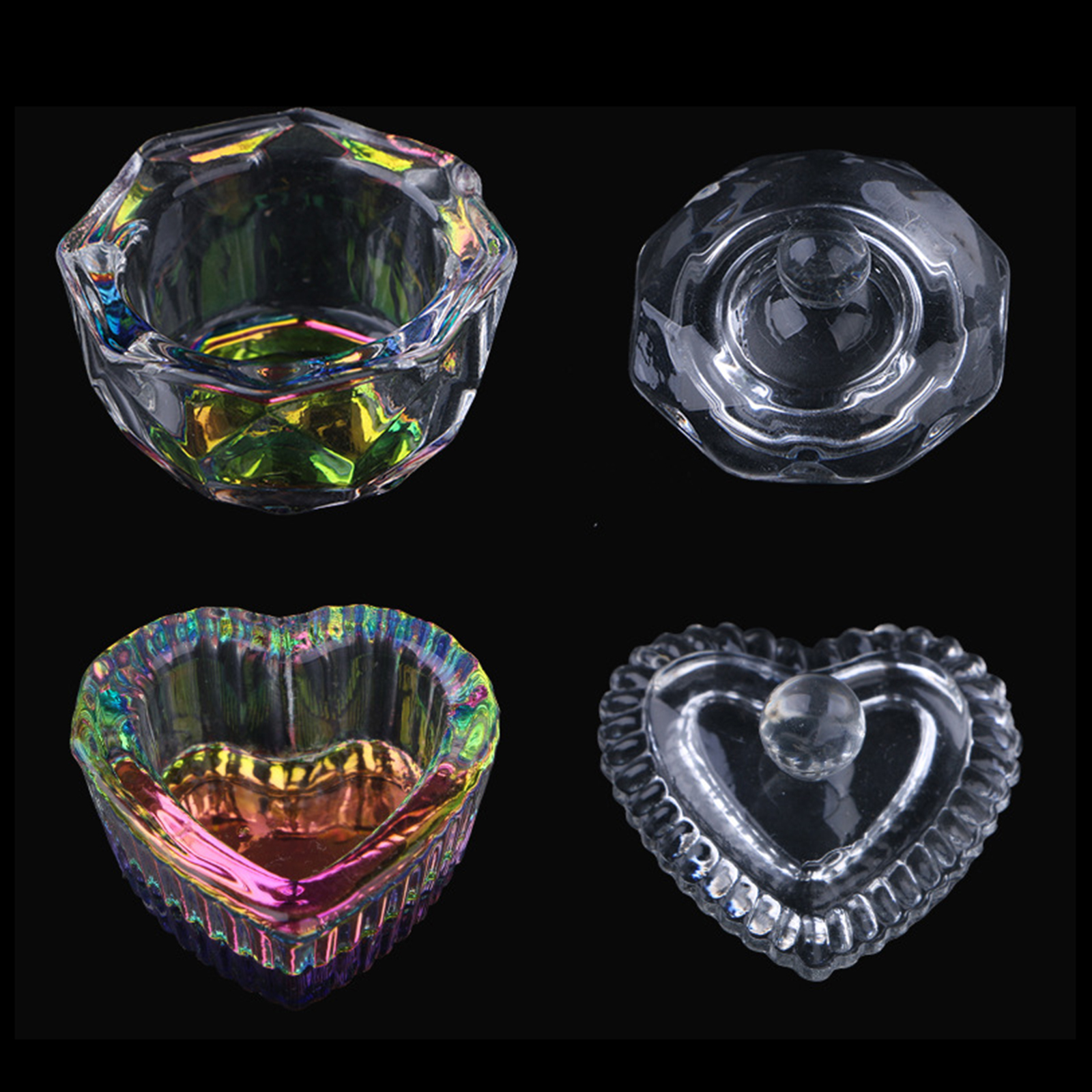 Liquid Powder Dappen Dish Crystal Glassware with Lid for Nail Art Dappen Dish Bowl Glass Crystal Cup Glassware