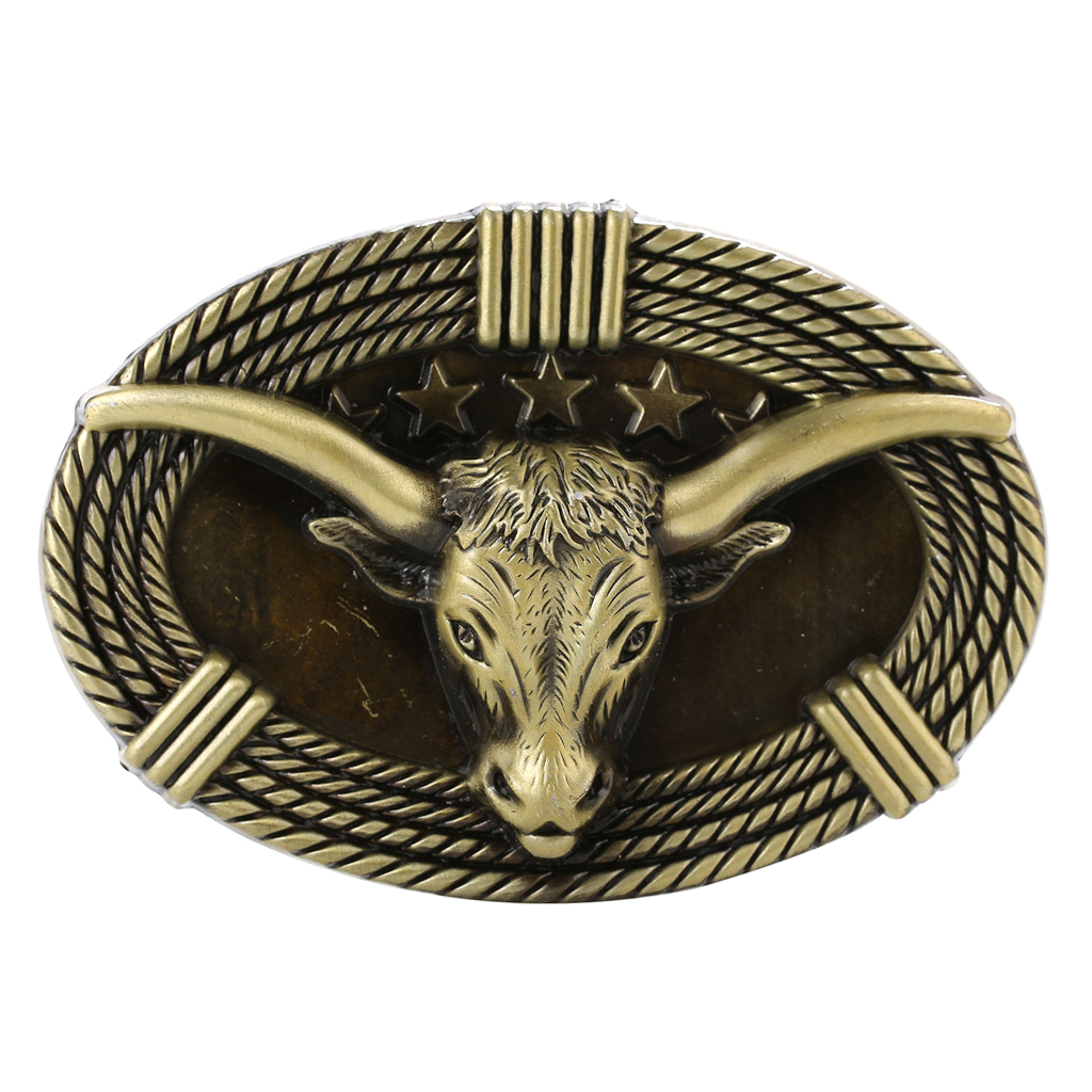 Male Ox Head Embossed Belt Buckle Stars Metal Western Cowboy Jewelry Buckle