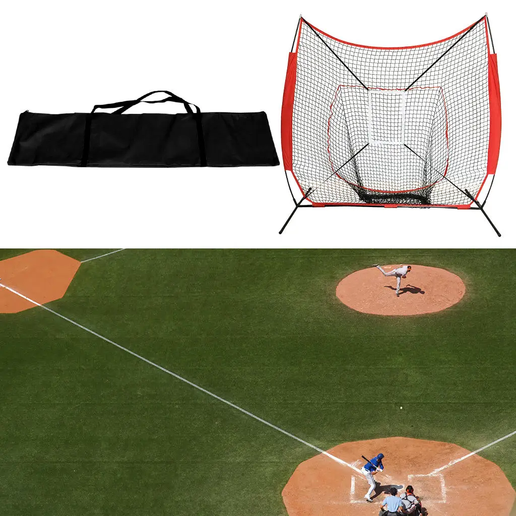 Portable Baseball Softball Practice Net Hitting Batting Pitching Aid W/ Bag