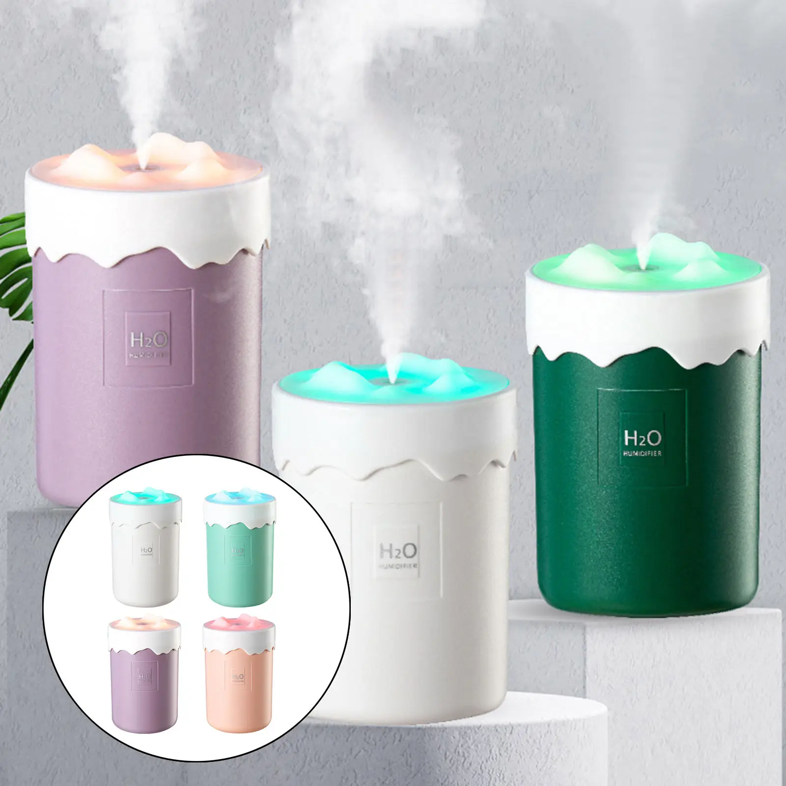 Cool Mist Air Humidifier with Colorful Night Light Rechargeable Silent Air Freshener for Car Home Bedroom Kids Room Spa