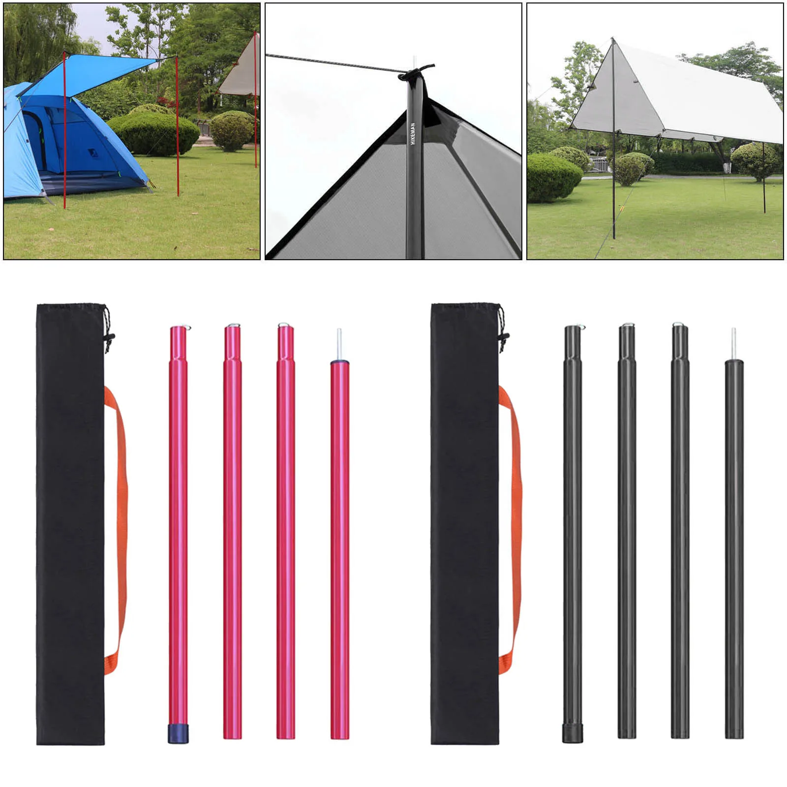 Metal Rod Tent Tarp Pole Replacement Bars Sun Sails Support 100 to 200cm