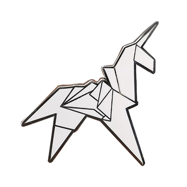 Origami Unicorn Blade Runner Enamel Brooch Pin Metal Badges Lapel Pins  Brooches Jackets Jeans Fashion Jewelry Accessories