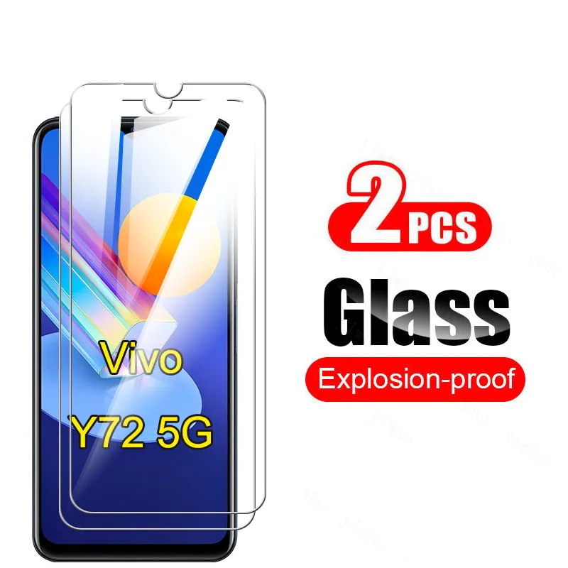 4in1 Tempered Glass On For Vivo Y52 Y72 5G Screen Protector & Camera Lens Film For Vivo Y 52 Y72 Y12 Y21 6.58" Protective Glass cell phone pouch with strap