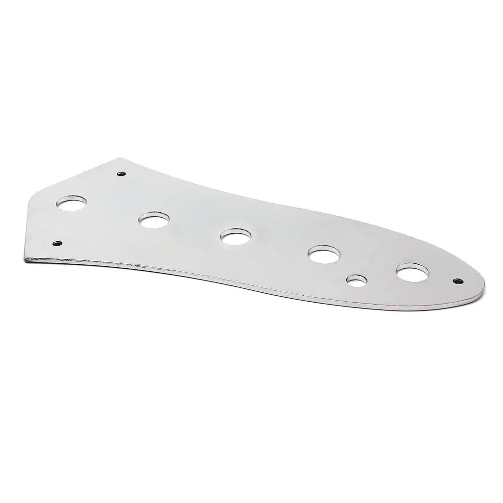 Shiny Steel 5 Holes Control Plate for Jazz Bass Guitar Chrome