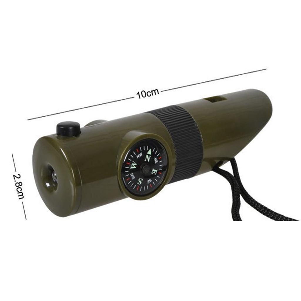 7 in 1 Military Emergency Whistle Kit SOS Survival Compass LED Light Outdoor
