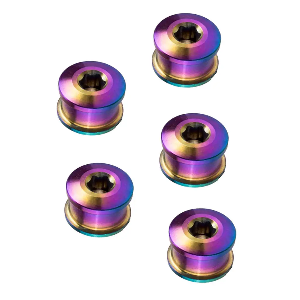 5Pcs Titanium Alloy Crankset Screws Chainring & Chainwheel Nuts Disc Brake Rotor Bolts Bright Color