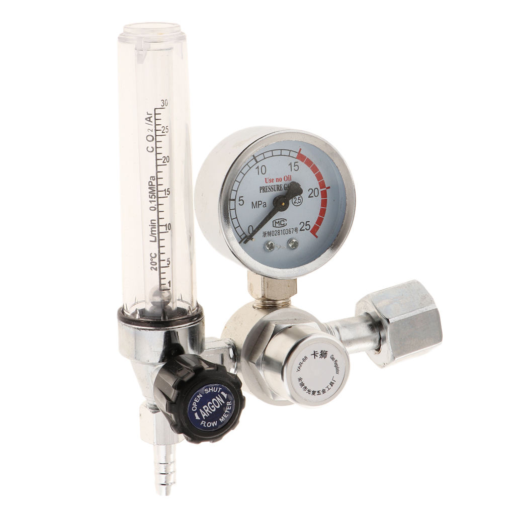 Argon Regulator With Flowmeter TIG  MIG Welding CO2 Regulator - 0 to 25 MPA Pressure Gauge