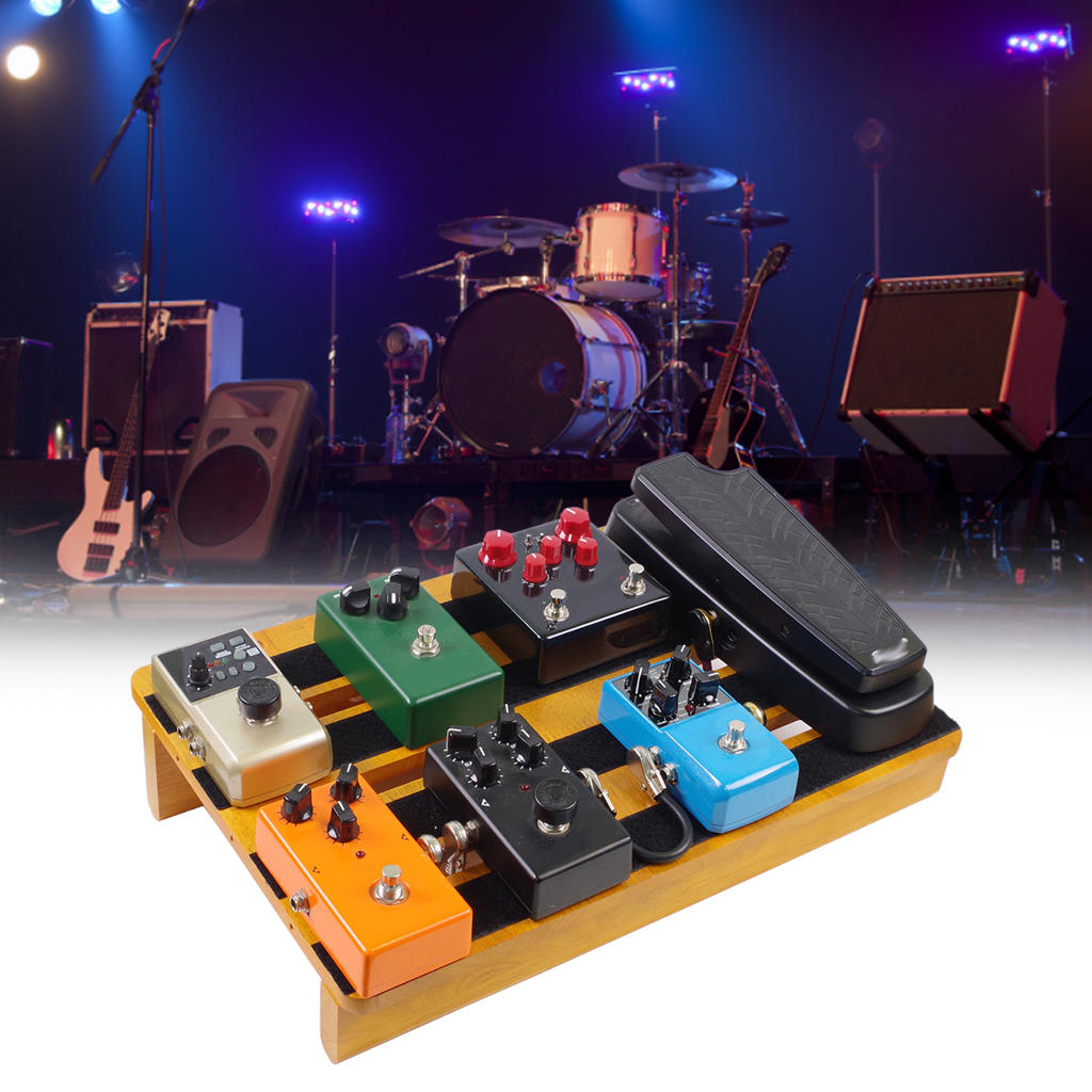 Solid Wood Guitar Effects Pedal Board Multi Effects Loop Pedal Anti-Slip with Cable Tie Pedalboard Hide Cable Guitar Accessory