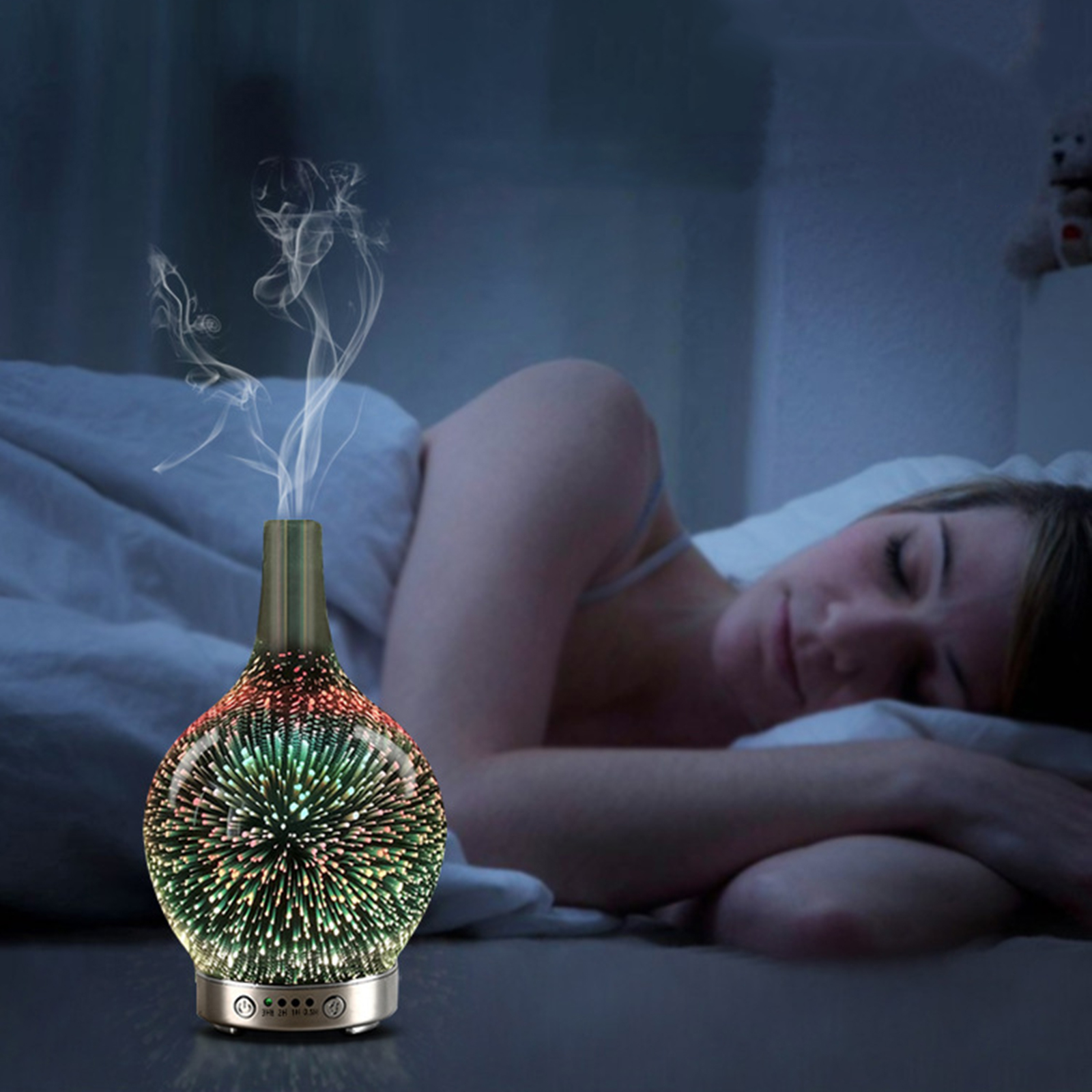 3D 100ml Essential Oil Diffuser Humidifier LED Night Light Timer Setting SPA
