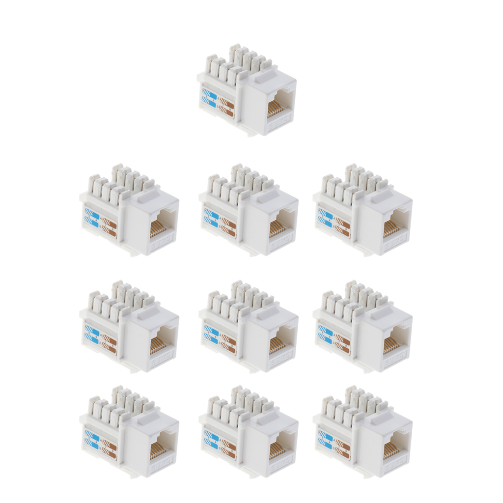 RJ45 Cat6 Keystone  Ethernet Punch Down Cat6 Network Module Adapter - 10 pack