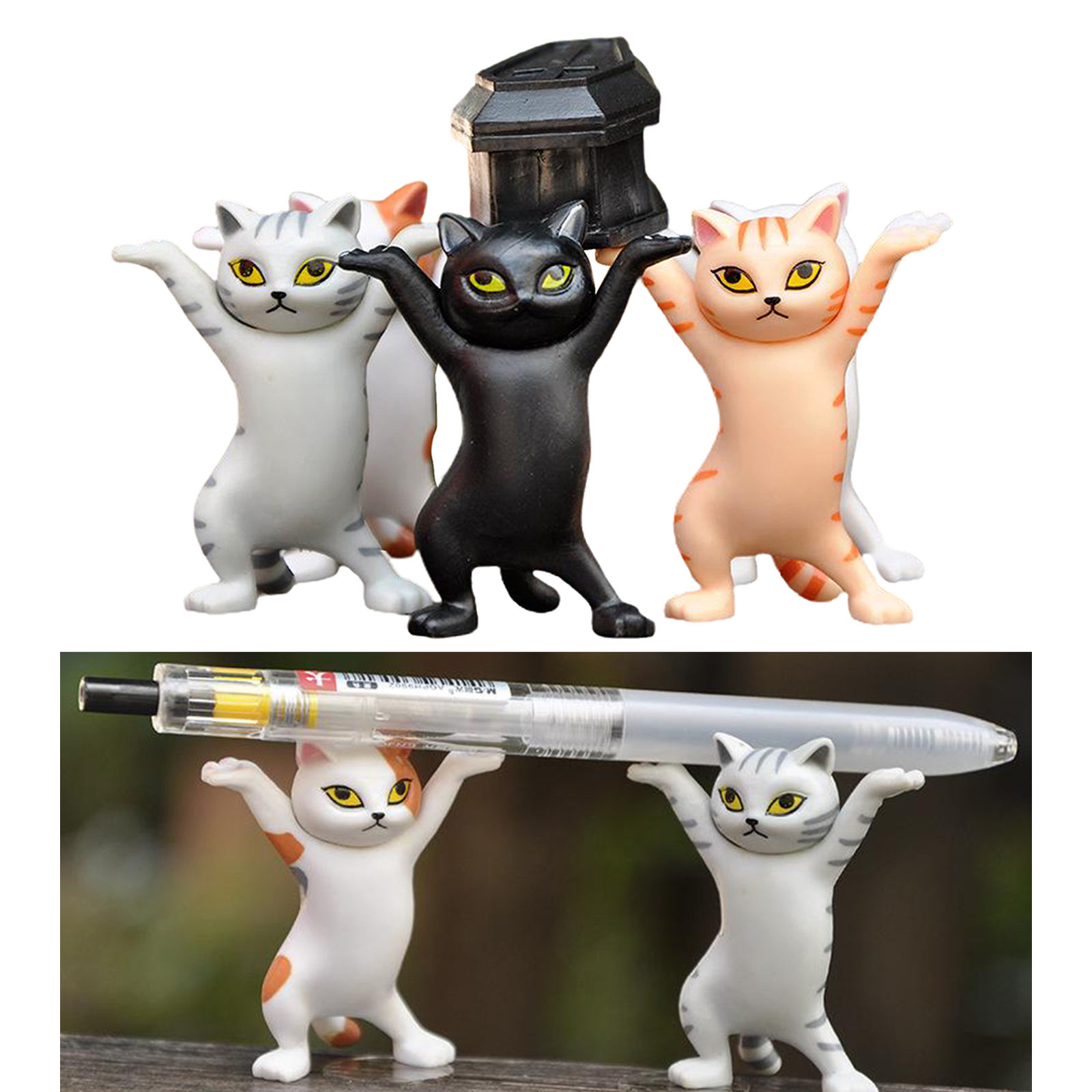5 pcs Cat Pencil Holder Coffin Dance Team Models Toys Funny Accessories DIY Creative Desktop Gadgets Cat Ornament for Christmas