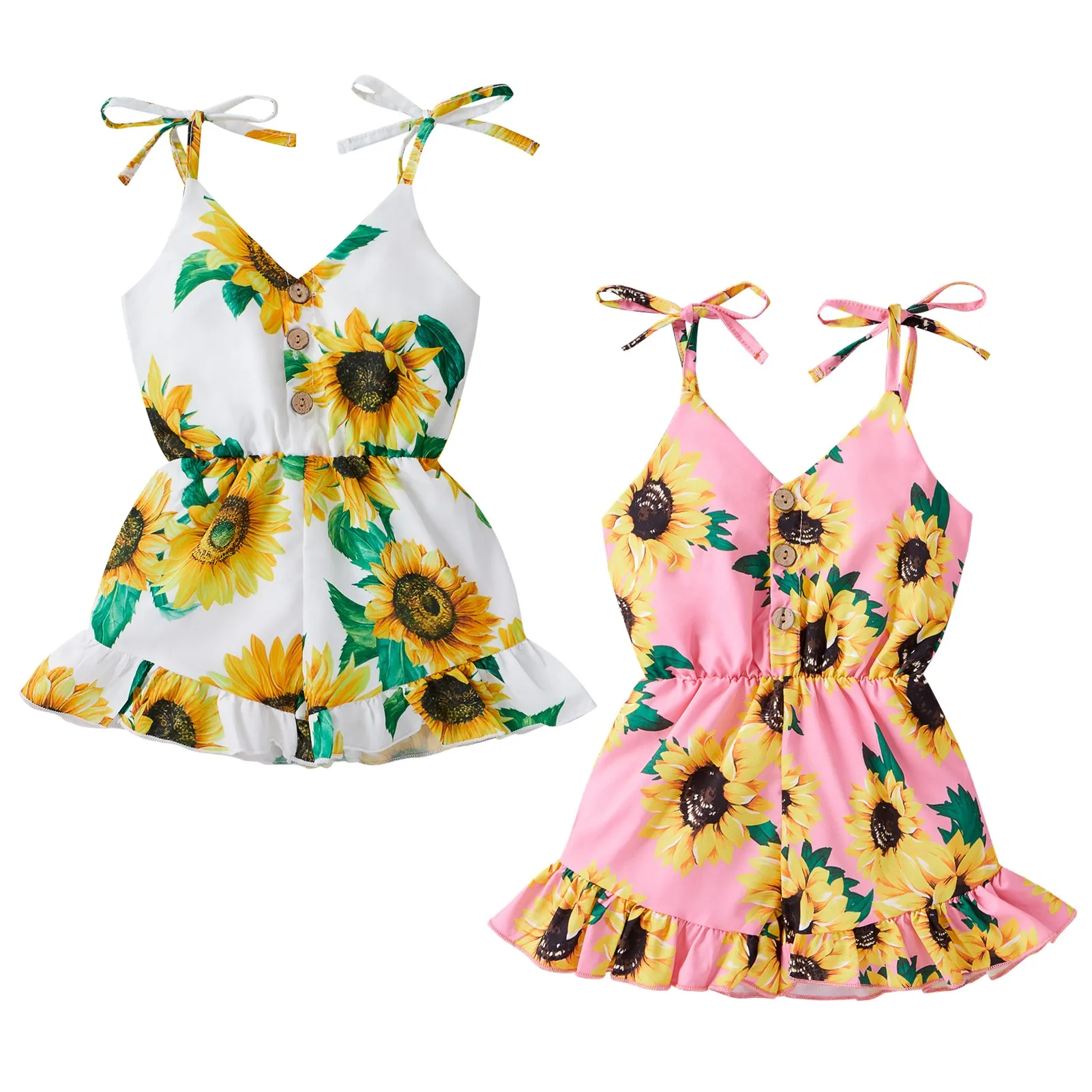 Baby Bodysuits expensive Sunflower Print Romper Baby Girl Clothes Kids Fashion Sleeveless Romper Jumpsuit Spaghetti Strap Rompers for Children Girls Baby Bodysuits made from viscose 