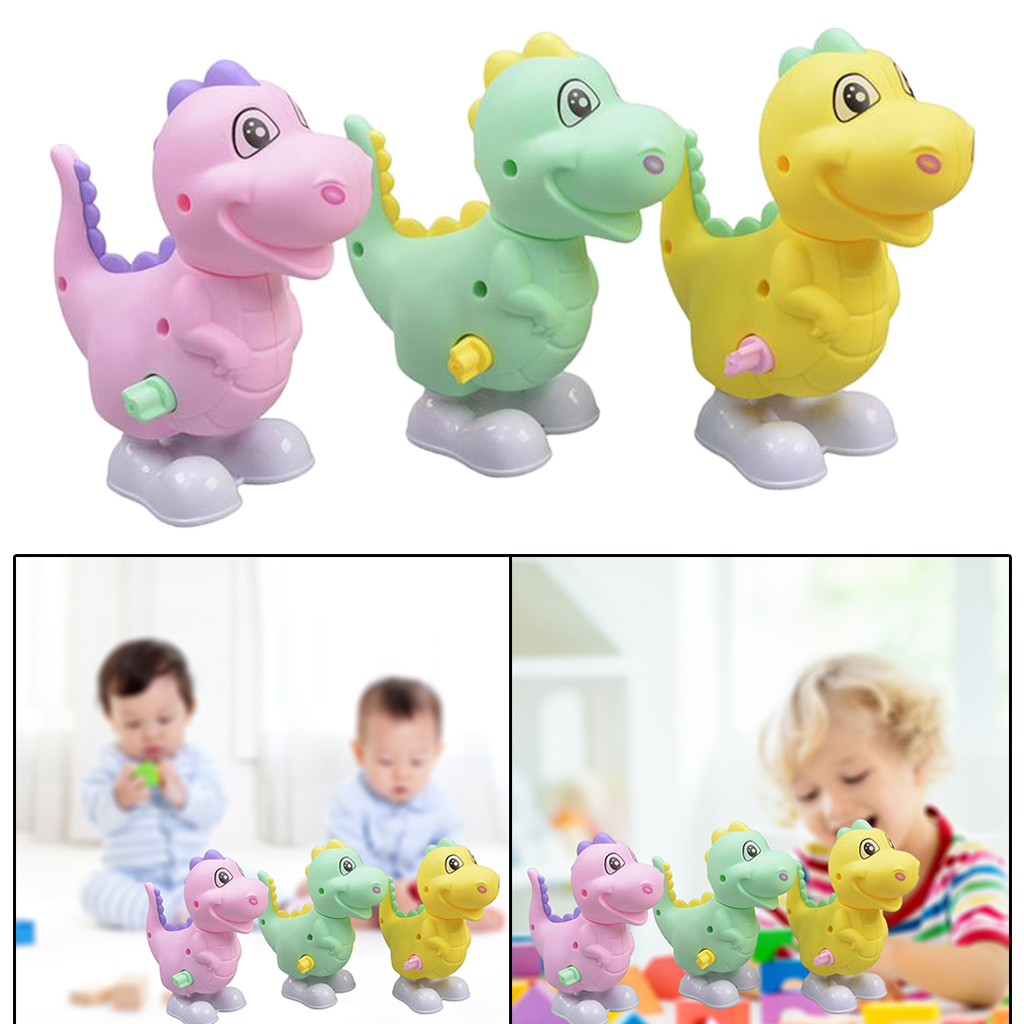 3 Pieces Wind Up Dinosaur Toys Mini Educational Toy for Toddler Birthday