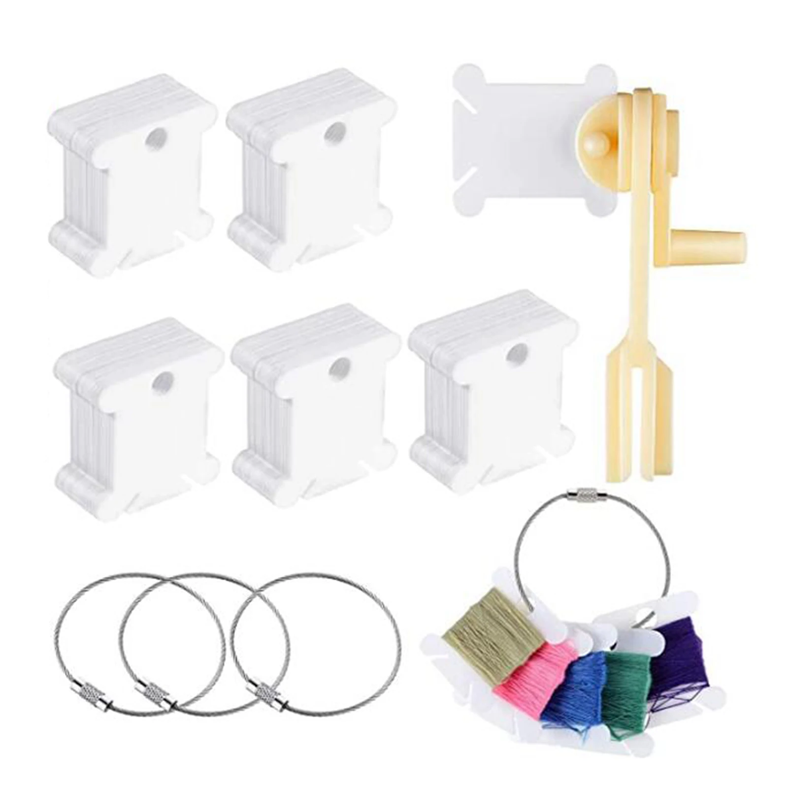 Plastic Floss Bobbins Thread Cards with Floss Winder for Craft Accessories