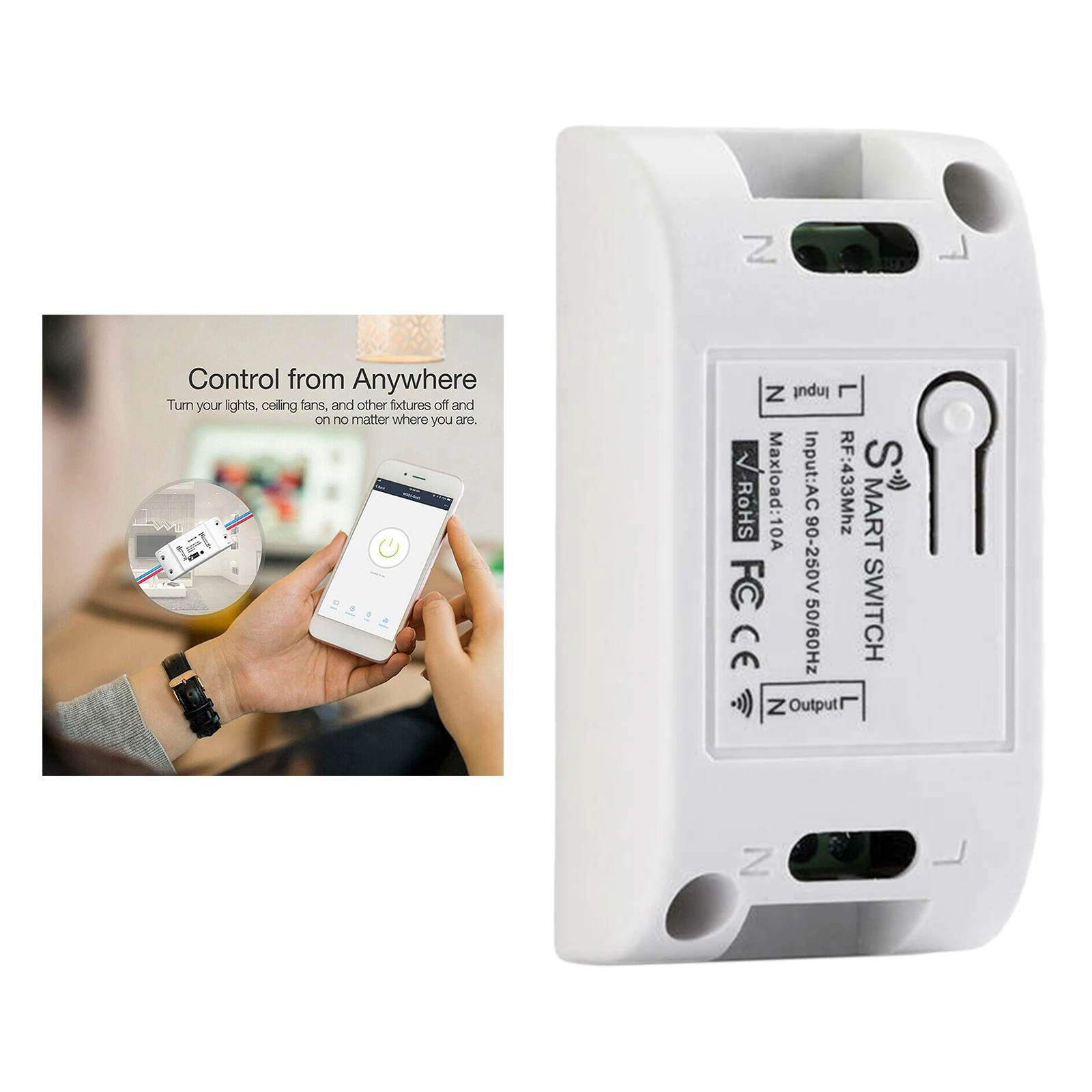 WiFi Switch Wireless Remote Control Electrical for Household Appliances Compatible with DIY Your Home via Cell Phone App