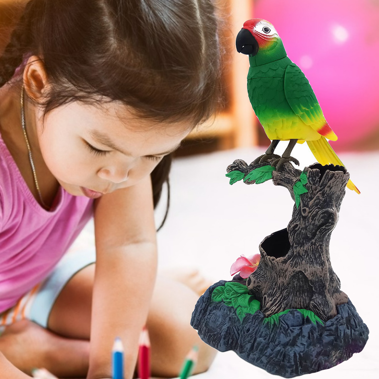 Stimulation Recording Singing Chirping Birds Toys Voice Controlled Electronic Animal Pets Office Desk Ornament