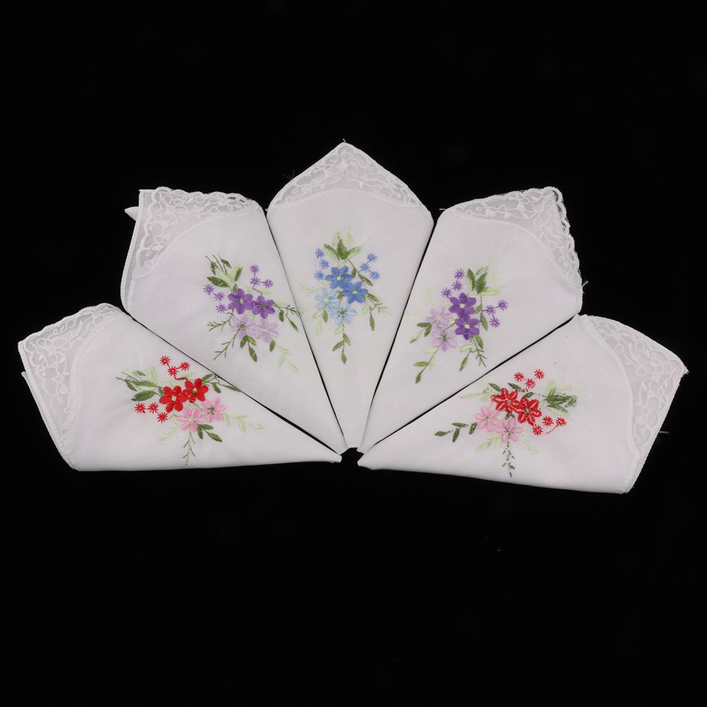 5x  Handkerchief Embroidery Pattern Decoration Wedding Birthday Valentine's Day