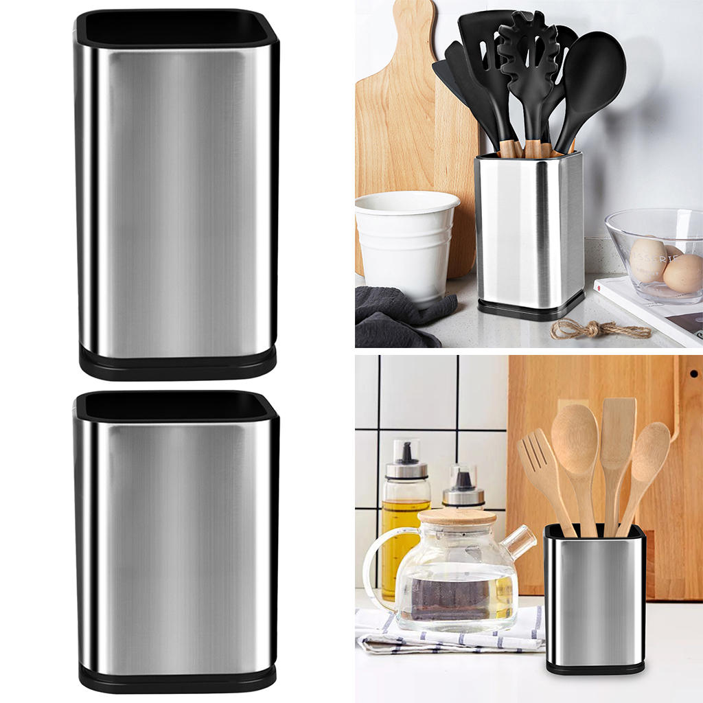 Stainless Steel Cooking Utensil Holder,Stable Organizer,Kitchen Caddy Silverware Holder for Forks Dinner Countertop