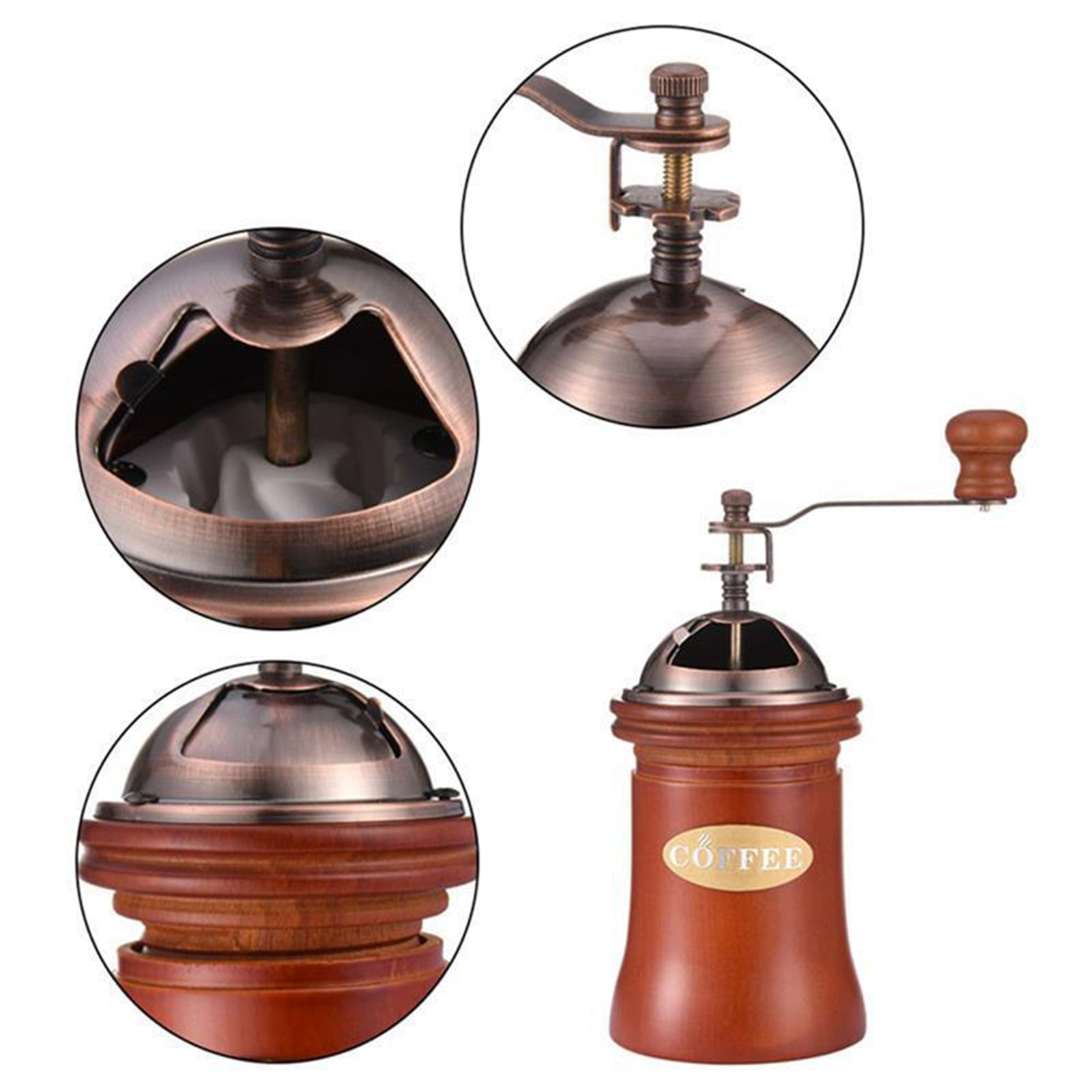 Wood Vintage Manual Coffee Grinder Hand Crank Coffee Bean Mill Windmill