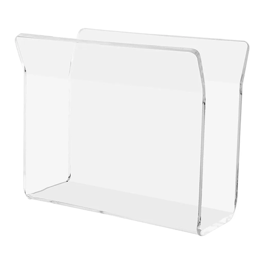 Acrylic U-Shape Napkin Holder Clear Tabletop Stand Counter Top Kitchen Bar Organizer Space Saver Paper Mail Holder Dispenser