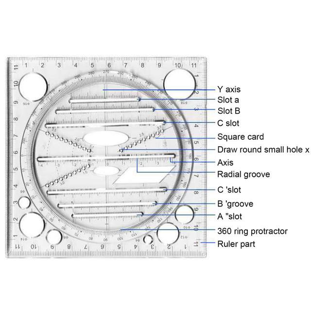 Righello di misurazione della scala di precisione angolo tondo plastica  ampia applicazione strumenti di disegno del righello geometrico