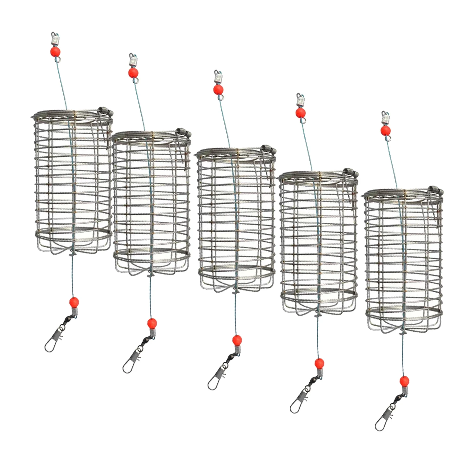 5x Solid Fishing Feeder Cage Trap Basket Container Carp  Lure Attracting Mesh Cages Fishing Tackles Snaps Accessories