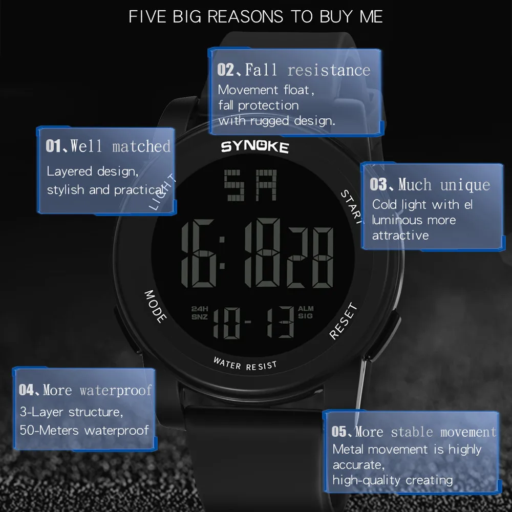 Famous Watch Waterproof Luminous Sensor Led Digital Electronic Watches Luxury Outdoor Military Stopwatch Montre Homme Relogio