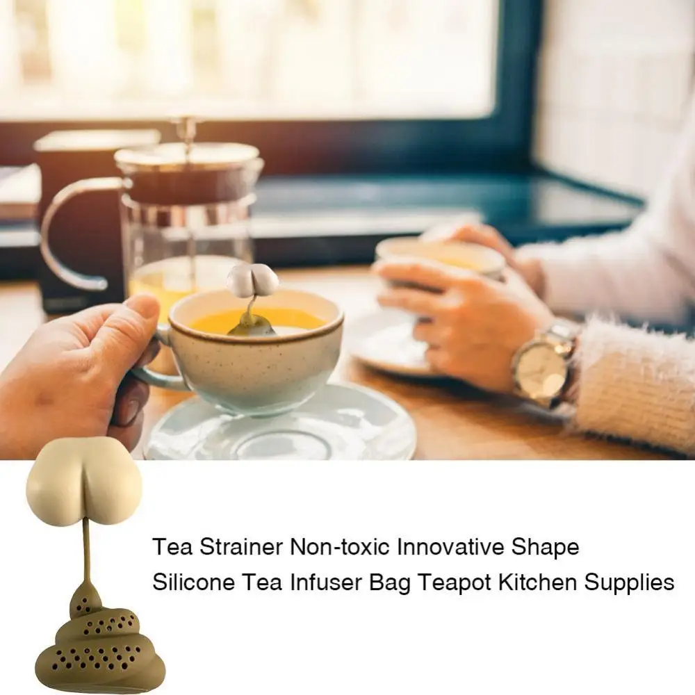 Green Tea Filter Silicone Tea Strainer Filter Infuser Poo Turd Shape Prank Trick Props NR Centraliain Tea Infuser Tea Strainers For Loose Tea Leaf Brown 