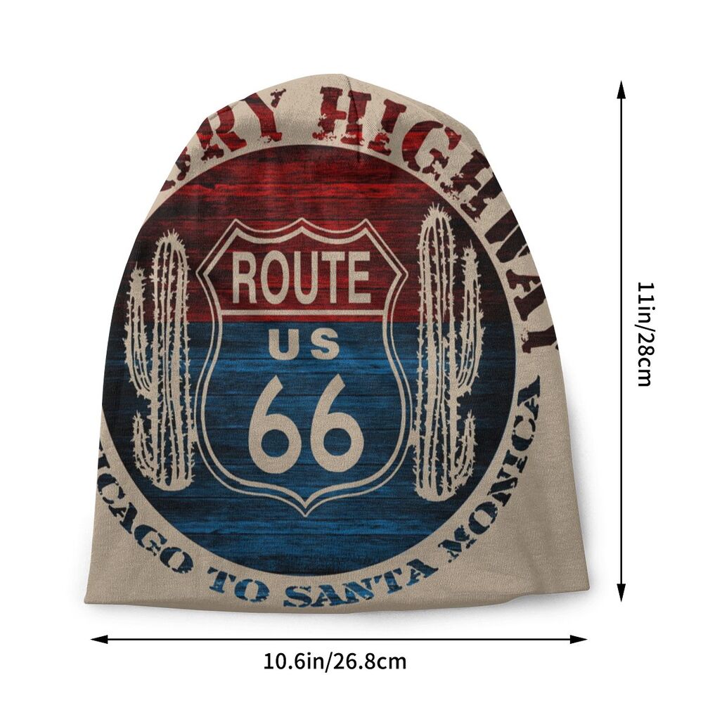Benutzerdefinierte Hip Hop Winter warme Strickmützen Unisex Erwachsene Route 66 America Road Vintage Trip Skullies Beanies Caps Motorhaube Hüte – Detail 2