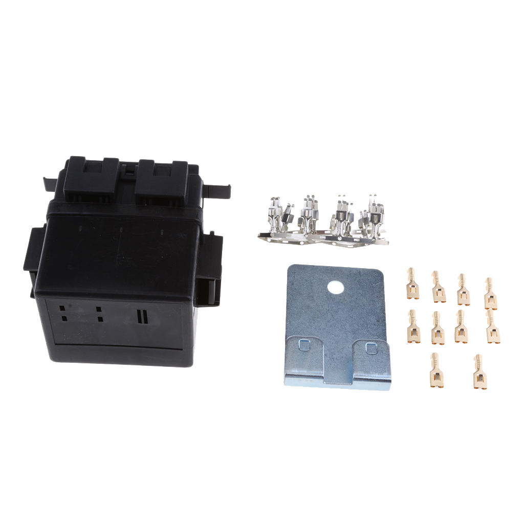 1 Set Black 2 Way Circuit Auto Relay Blade Fuse Box Insurance Panel Metal