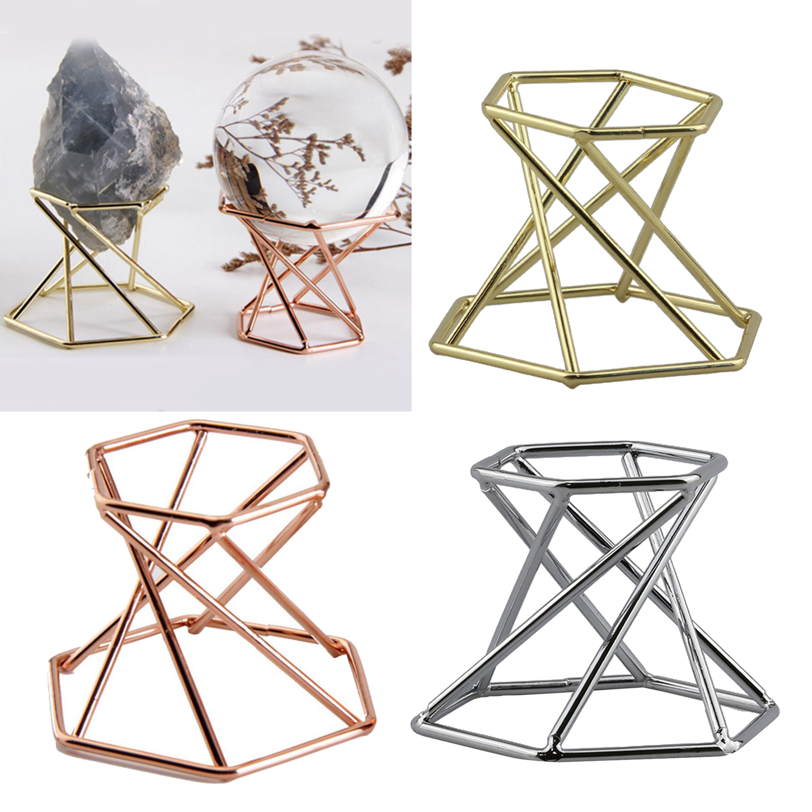 Metal Display Stand for Crystal Glass Lens Ball Minerals Sphere Globe Holder