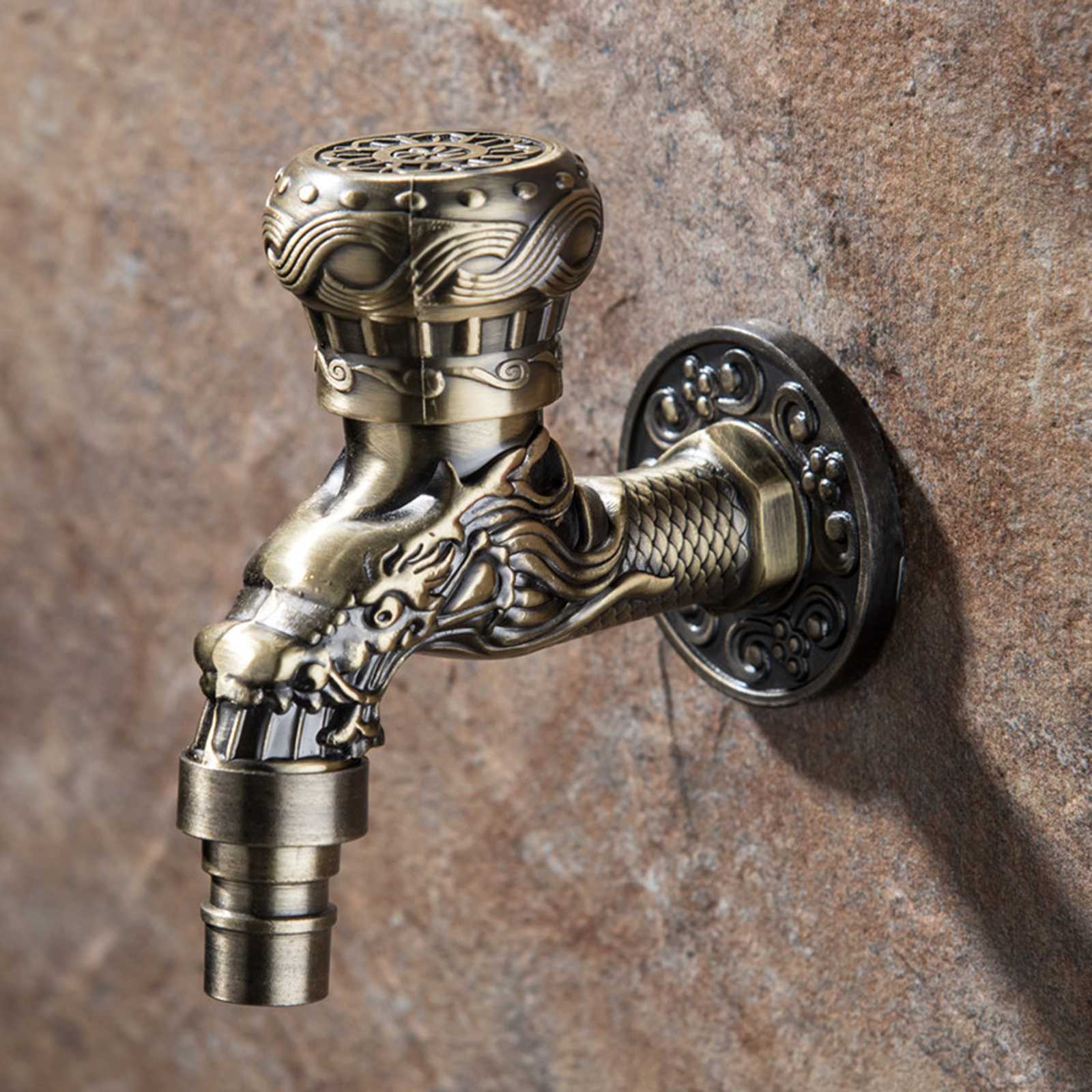 Wall Mounted Water Tap Bibcock Zinc Alloy Retro Faucet Decor Indoor Outdoor Garden Faucet Washing Machine Mop Sink Bibcock