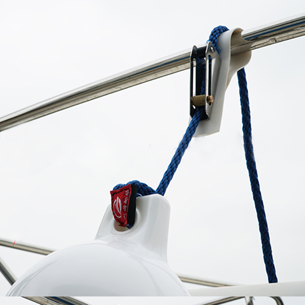 Boat Marine Adjustable White Fender Holder Strap Adjusts 6.3 Inch Length