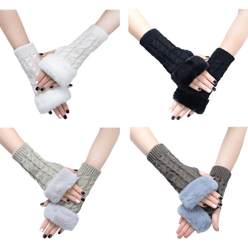 1 Pair of Women`s Gloves Warm Gloves Fingerless Windproof Appropriate Half Winter for Walking Camping Outdoor Cor