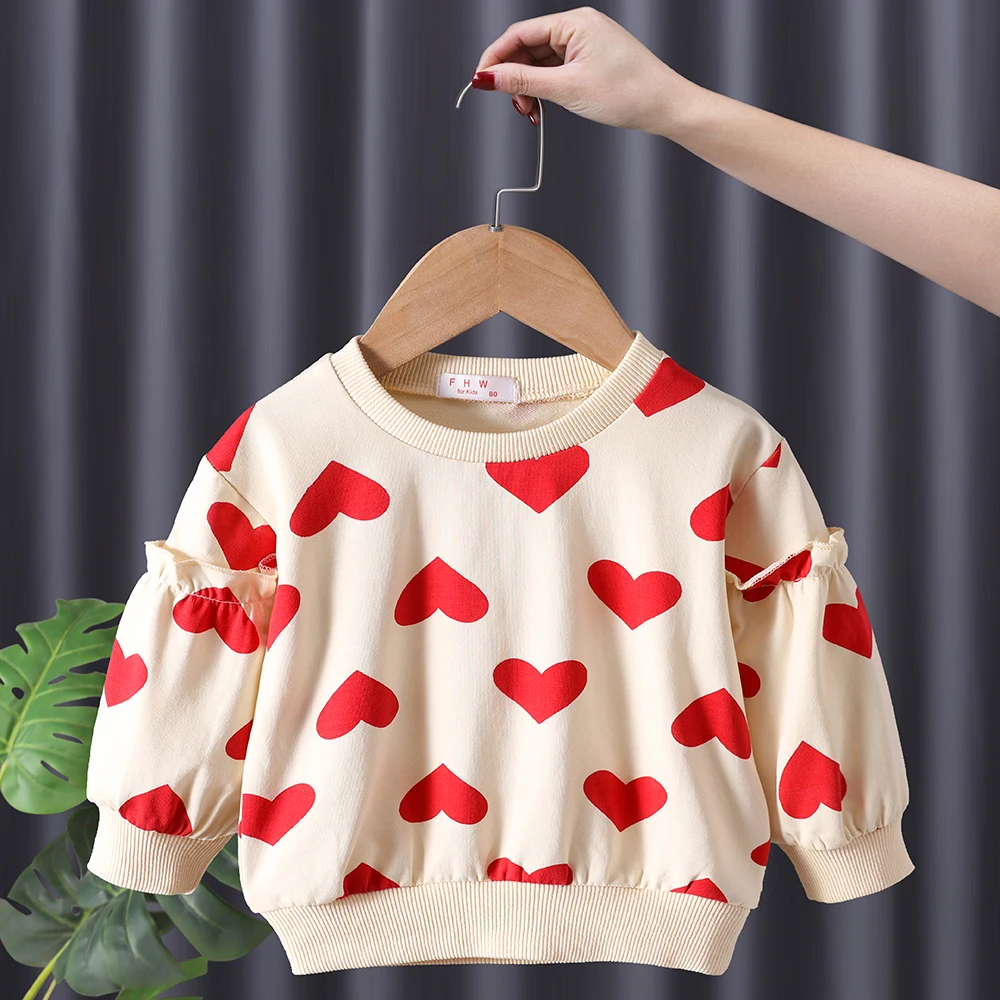 free children's hoodie sewing pattern Girls Outfits Sweatshirts Cute Red Love Heart Printing Hedging Hoodies Casual All-Match Folds Long Sleeve Toddler Girl Clothes sweatshirt kid from vine