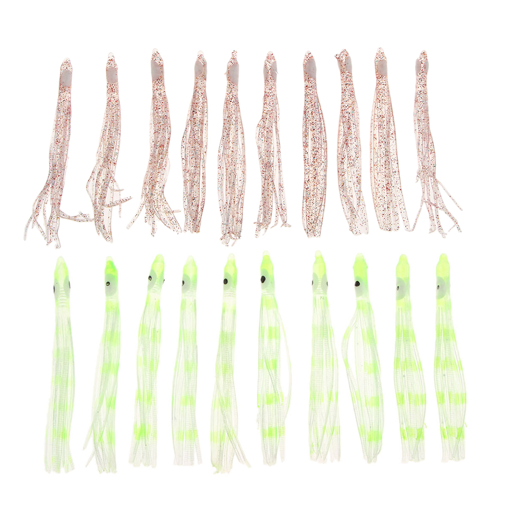 10pcs Silicone  Octopus Skirts Squid Skirt Trolling Lures Soft Lures 9cm for Tuna, Marlin, Wahoo
