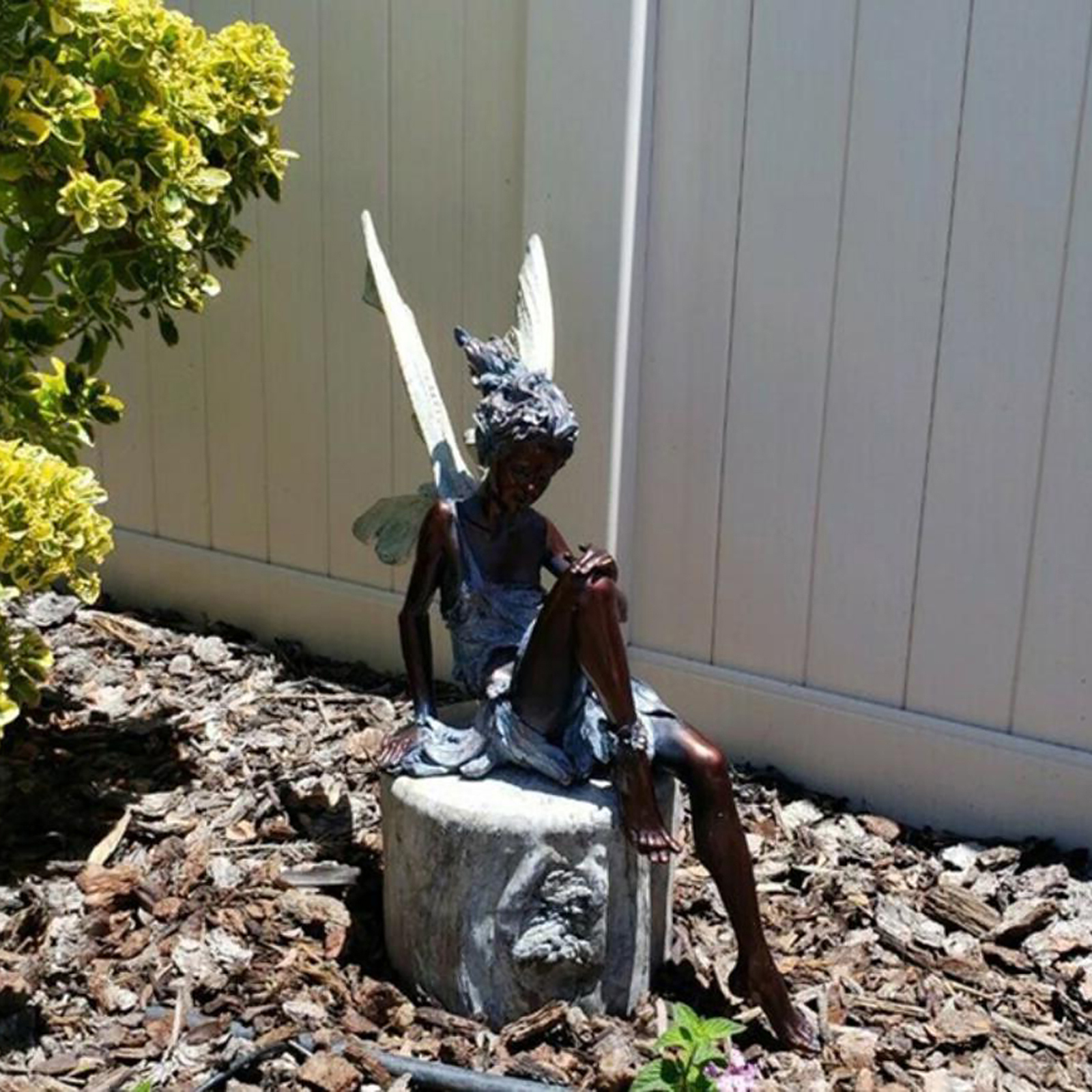 Turek Resin Sitting Fairy Statue Garden Ornament Porch Sculpture Patio Sculpture Craft for Home Garden Decoration