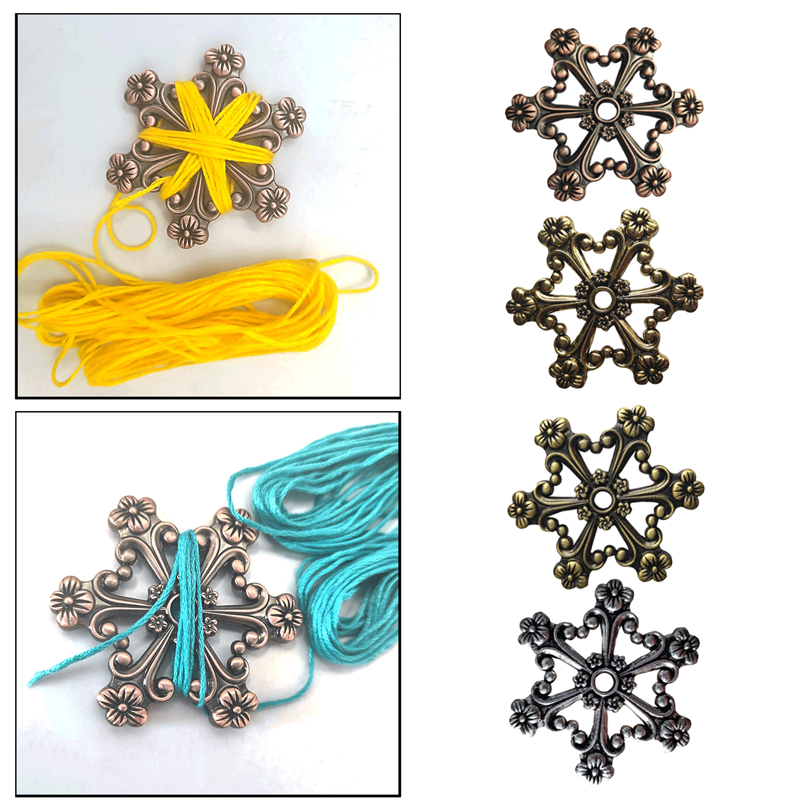 Metal Petal Shape Floss Bobbins Thread Holder 6 Ports Embroidery Organizer Holder Sewing Storage Accessories