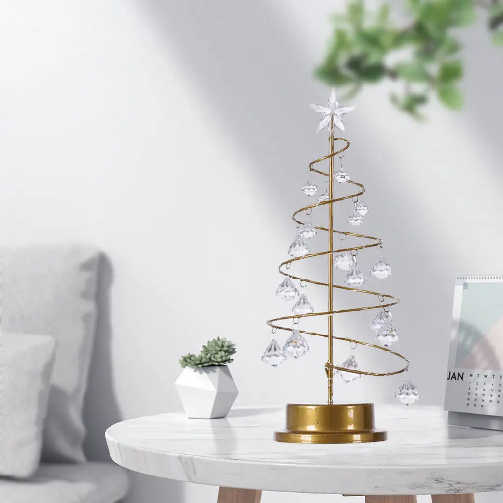 Christmas Tree Lamp LED Lights Crystal Warm White Night Light for Desk Decor Wedding Bedroom Holiday Festival Girls