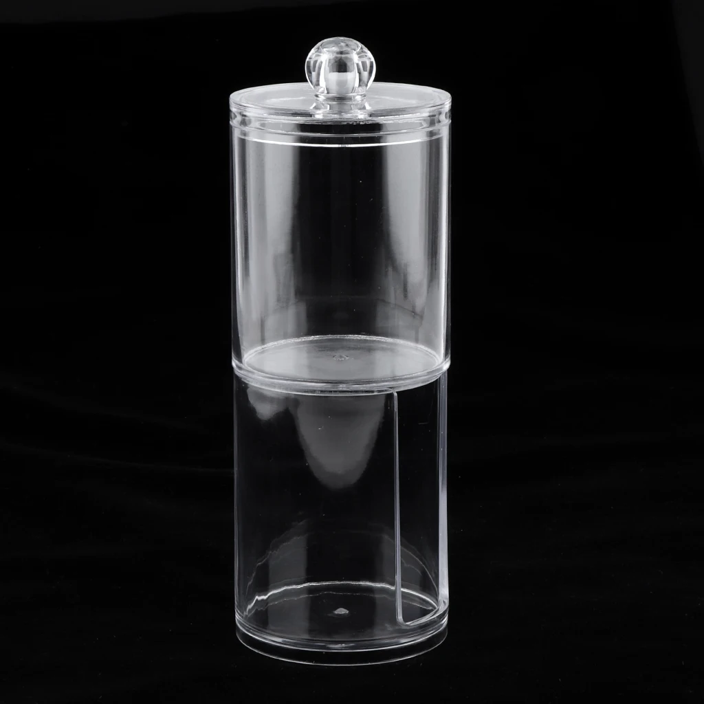 Acrylic Cotton Pads Holder Swabs 2 Layer Transparent Storage Box Case Makeup Container Organizer