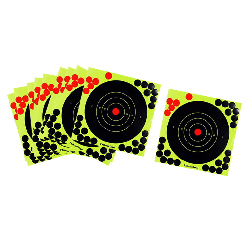 Outdoor Indoor Shooting Targets 8 inch Adhesive Target Splatter Glow Shot Rifle Florescent Paper Target 10 Pieces