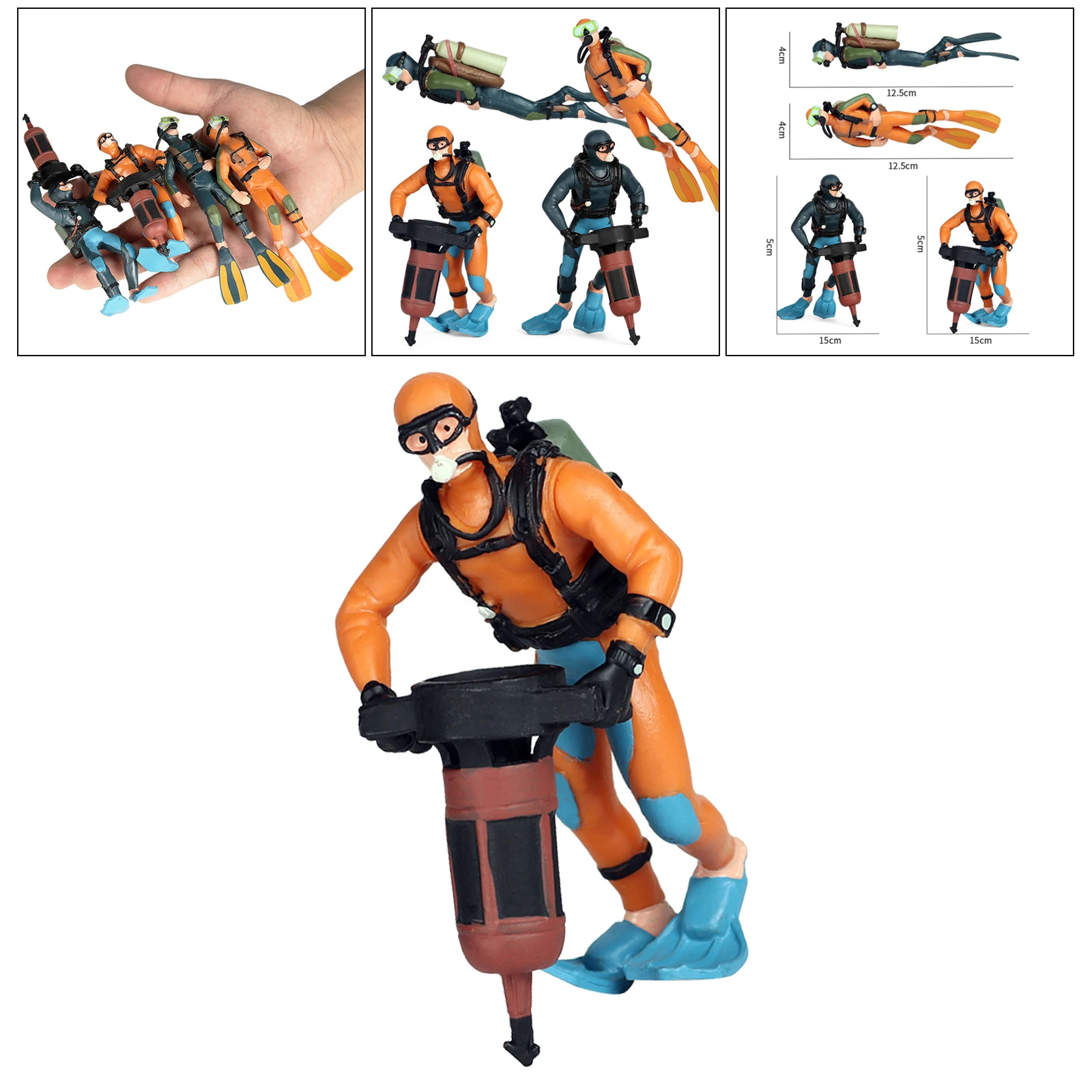 Miniature Diver Figure Ocean Diving Model Adventure Aquarium Decor 3D Mini Swimmer Action Figures