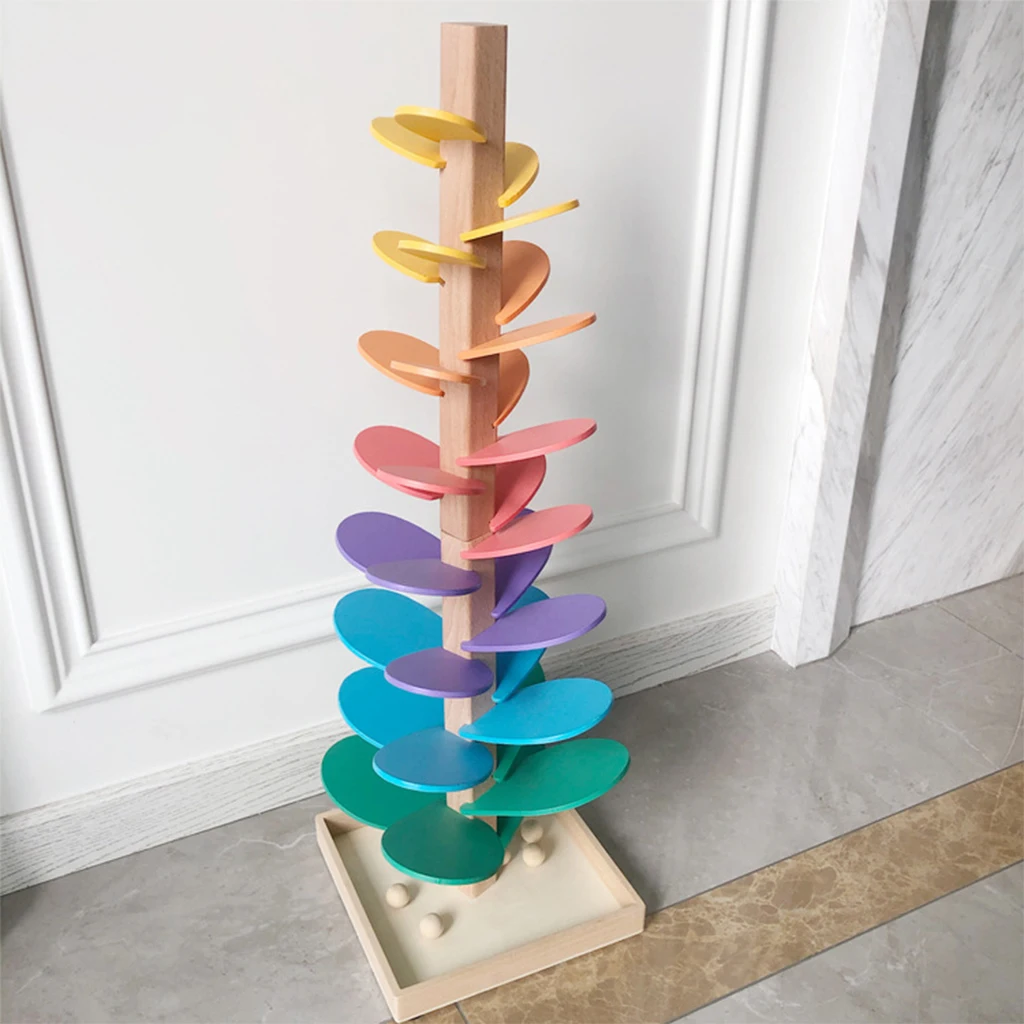 28 Inches Wooden Colorful Building Blocks Tree Petal Tree Toy Learning Educational Toys for Kids Toddlers Hands-On Ability