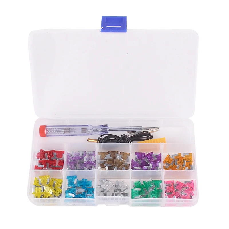 100x Micro Mini Blade Fuse Assorted 3/4/5/7.5/10/15/20/25/30/35A + Test Pen