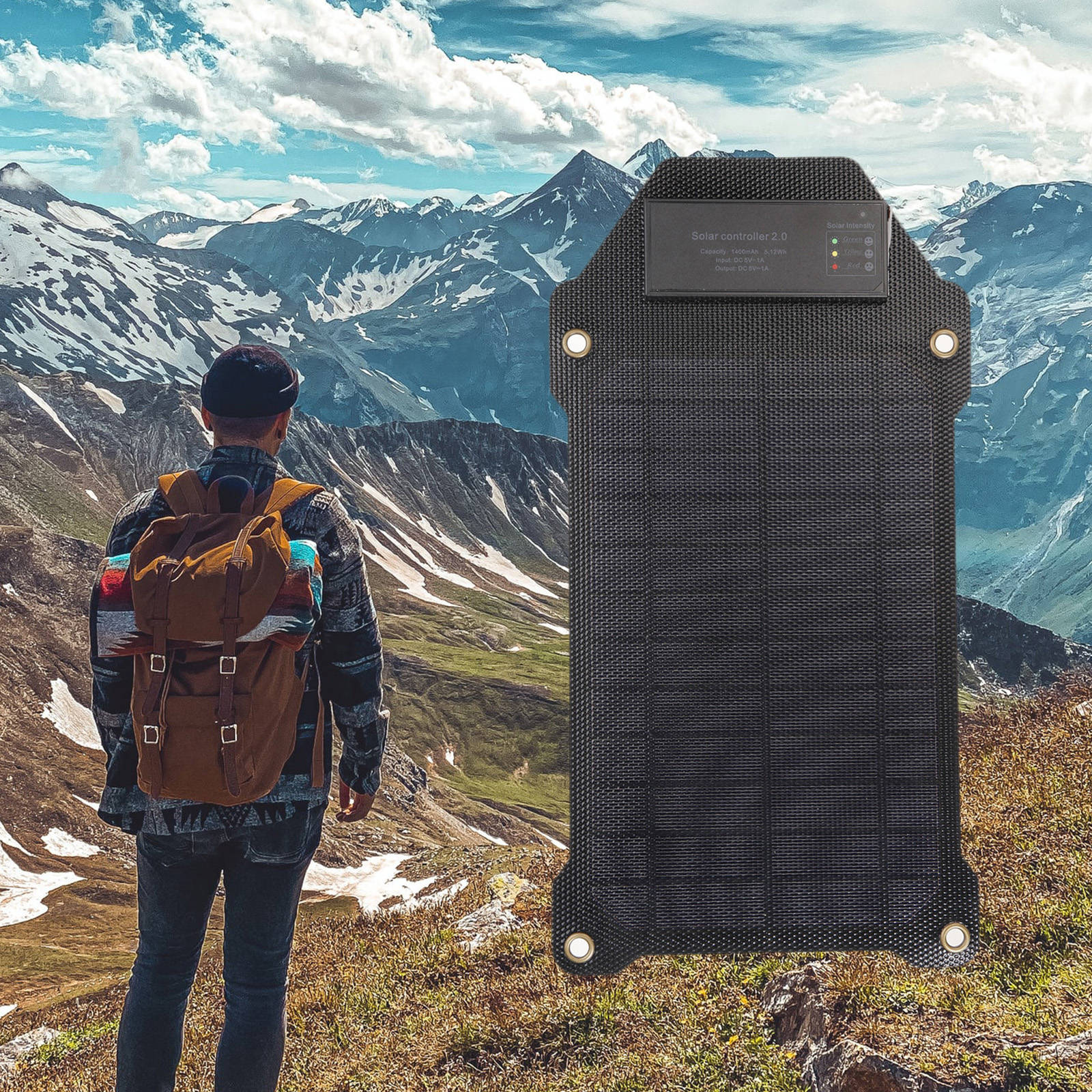 10W Portable Solar Charger 5V/1A Waterproof Solar Panel with USB Port Compatible with Power Station Cell Phone