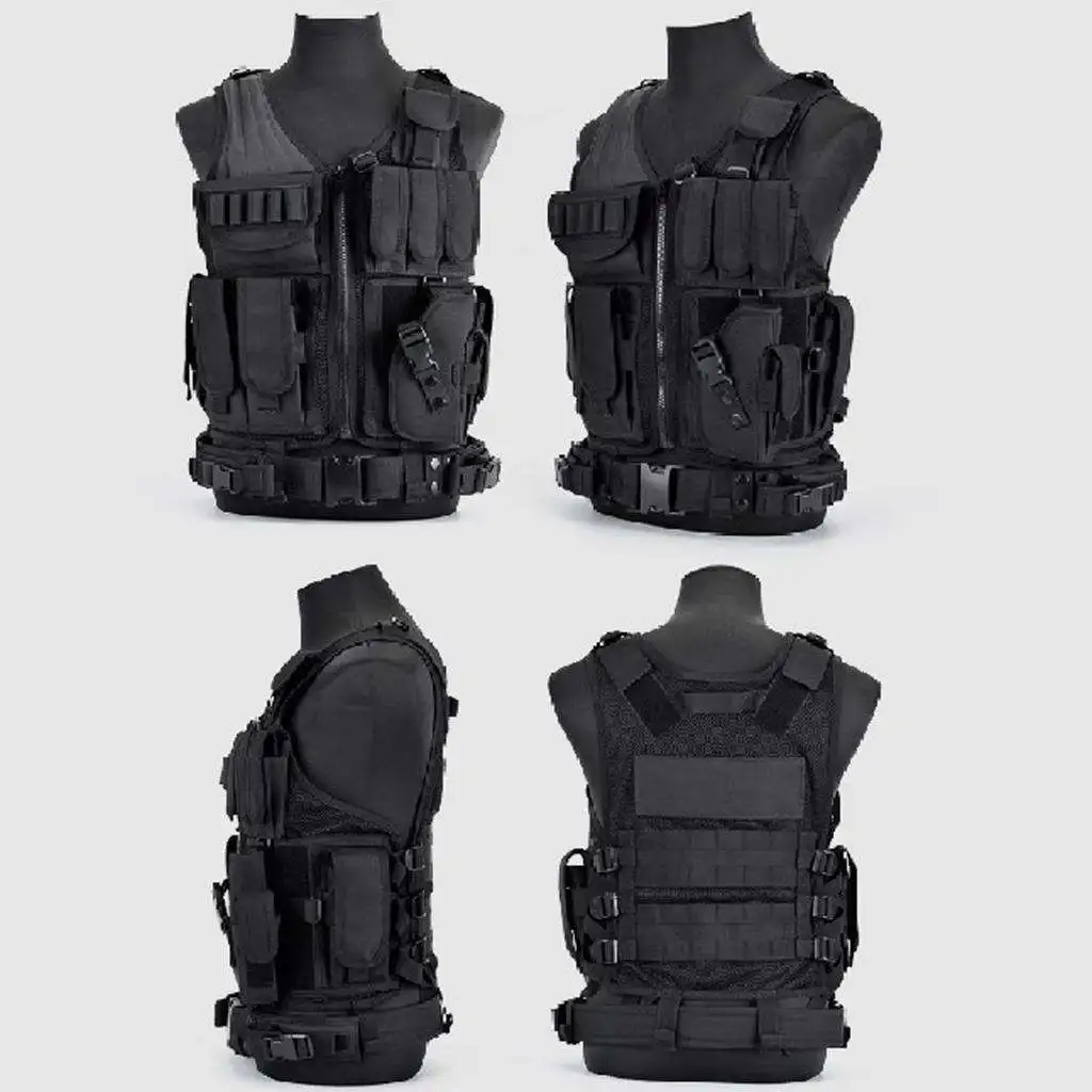 Outdoor Gaming Vest Unisex Military Tactical Molle Vest Adjustable Lightweight 600D Gaming Training Sports Vest Jacket