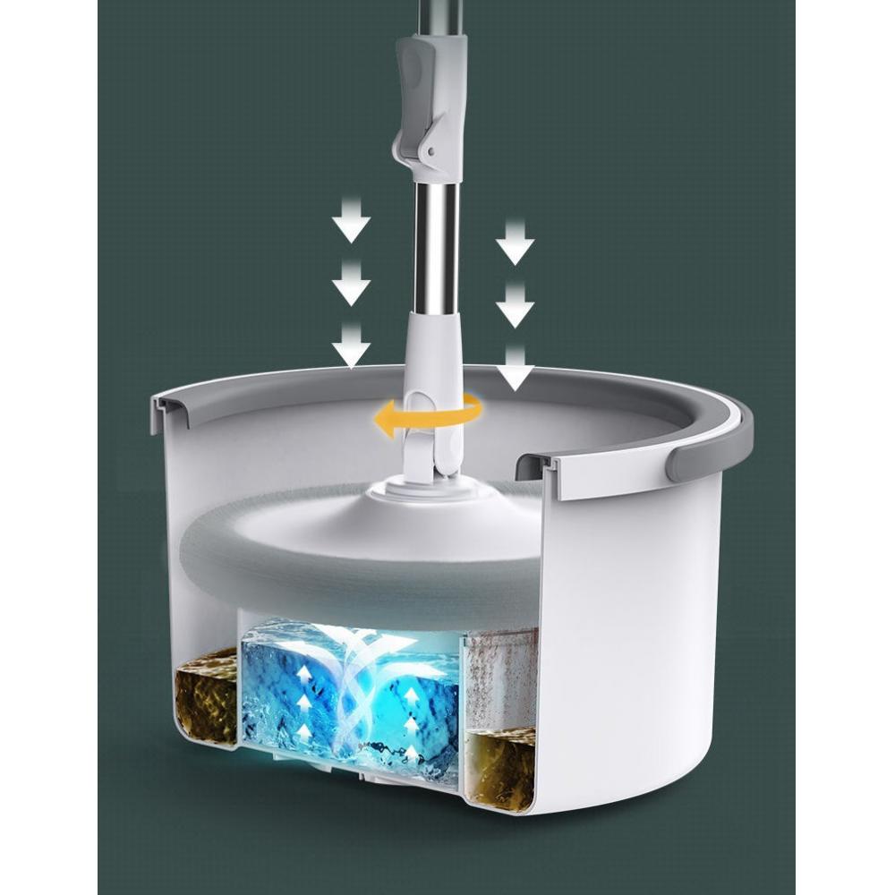 Microfiber Mop With Round Bucket Adjustable Handle Household Sweeper Tile Cleaner Carton Flow System 360 Cleaning Tools