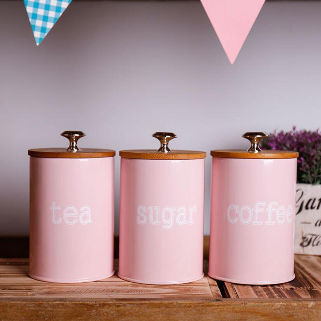 Set of 3 Kitchen Metal Spice Seasoning Canister Salt Sugar Storage Jar for Tea Sugar Coffee Spice Seasoning